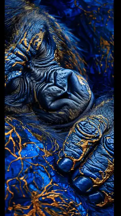 close up of an sleeping gorilla