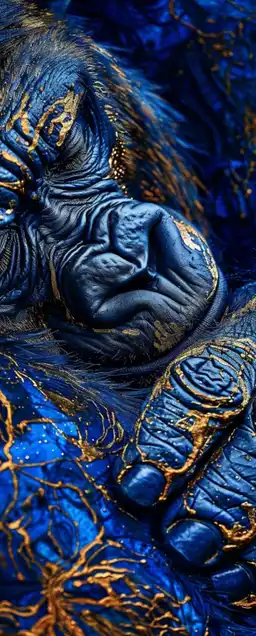 close up of an sleeping gorilla