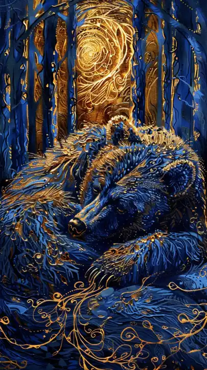 a sleeping bear in the forrest