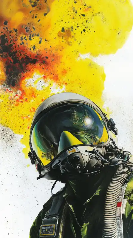 a fighter jet pilot and a explosion