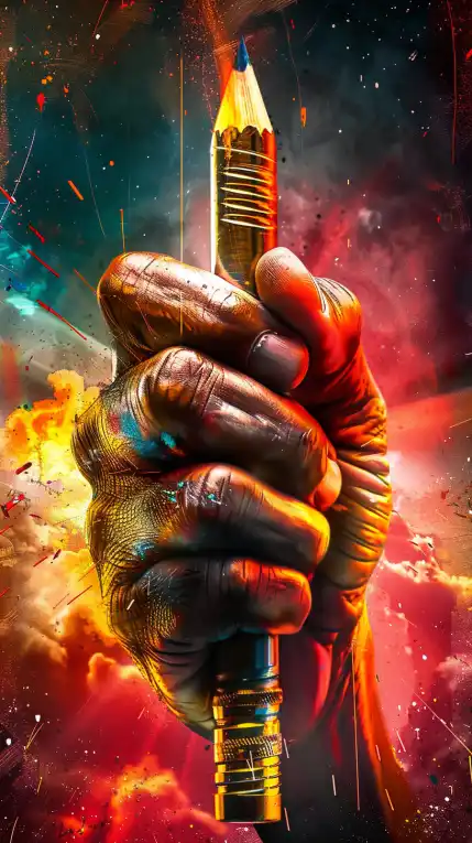 close up of a hand holding a pencil