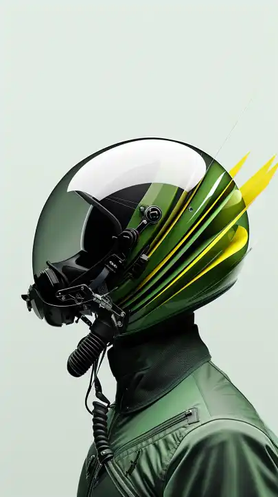 a jet fighter pilot with his helmet