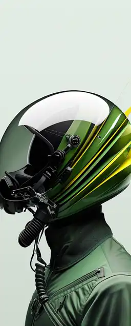a jet fighter pilot with his helmet