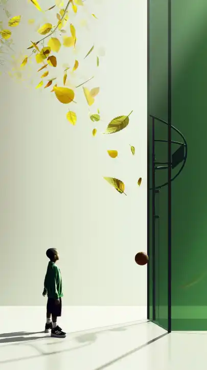 a boy playing basketball