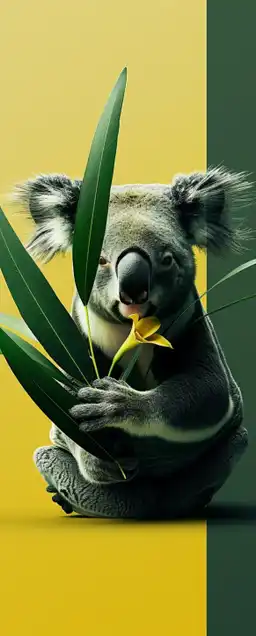 a koala bear having a flower in his hand