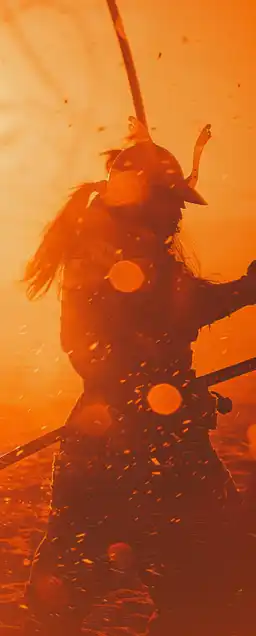 two samurai fighting in the desert