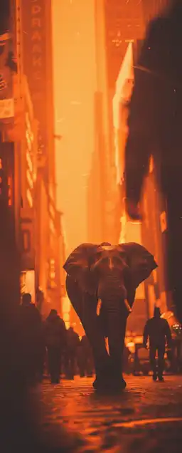 an elephant walking on time square in new york