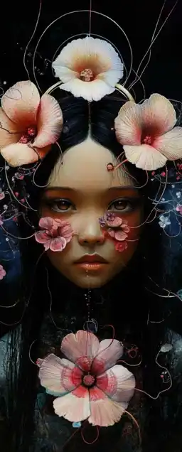 a hawaiian girl with flowers in her hair