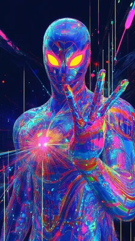 a super hero shooting flashes out of his hand