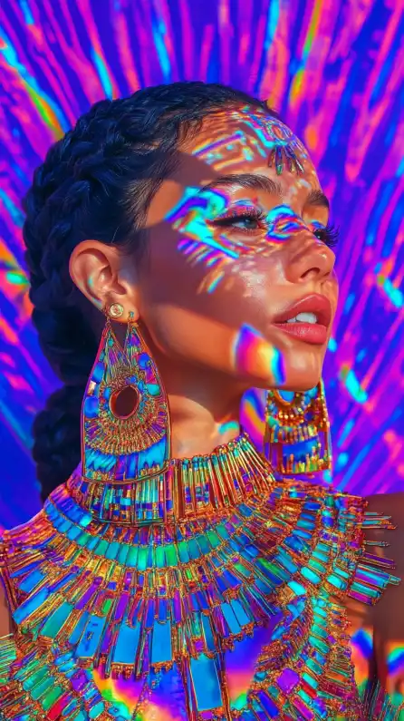 close up shot of a egyption female in a classig egyptian dress