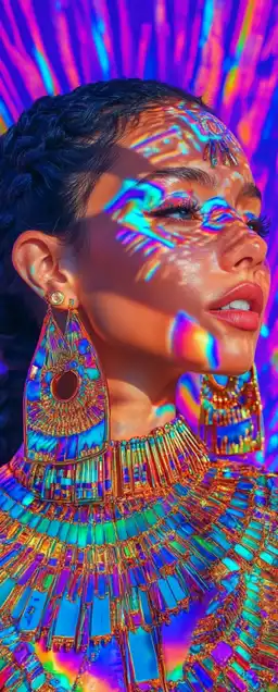 close up shot of a egyption female in a classig egyptian dress