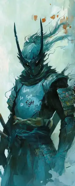 a samurai with words written born to fight
