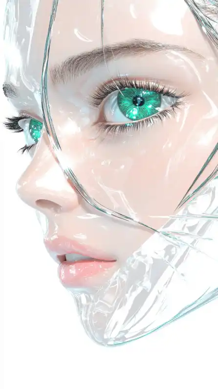 close up of a beautiful female with green eyes