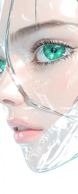 close up of a beautiful female with green eyes