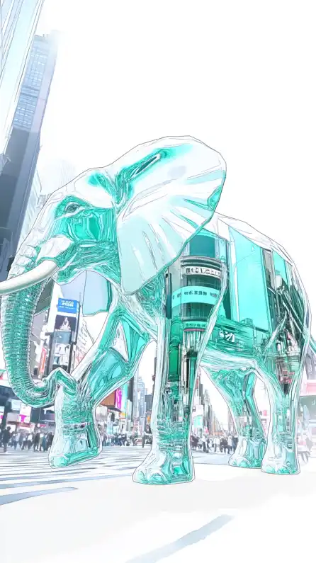 an elephant walking down times square in new york