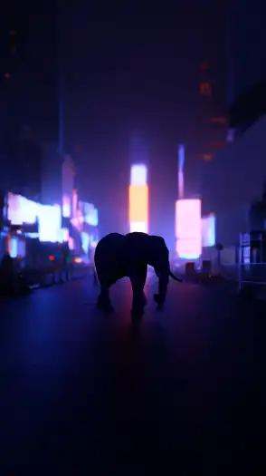 an elephant walking on times square in new york