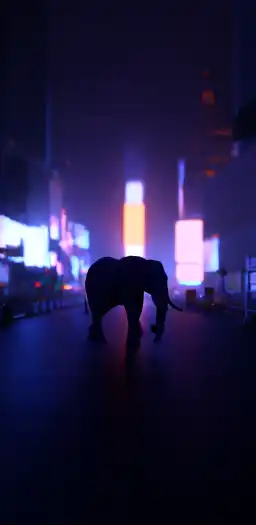 an elephant walking on times square in new york
