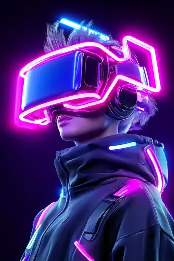 female cyberpunkt with heads-up-display