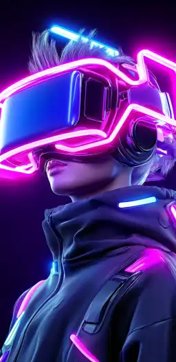 female cyberpunkt with heads-up-display
