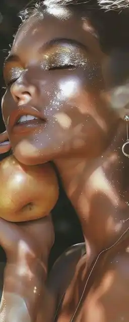 fashion model eating an apple