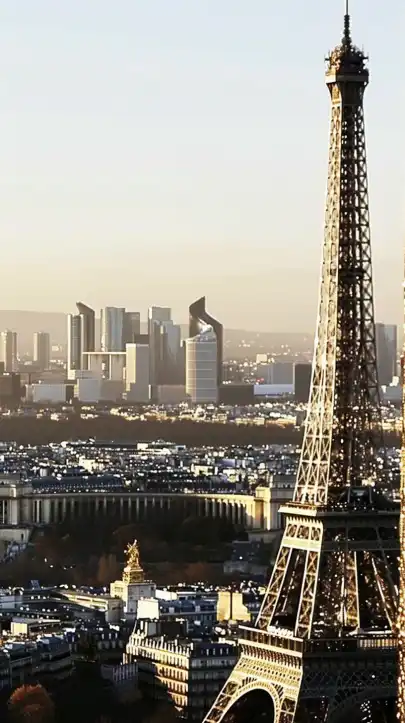 eifel tower in paris with city skyline in the background