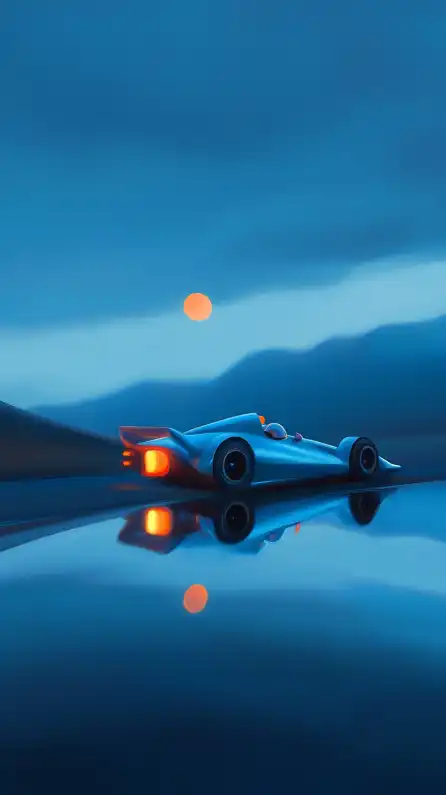 a racing car driving fast
