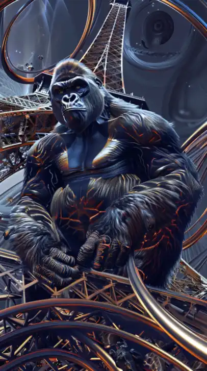 king kong on the eifel tower in paris