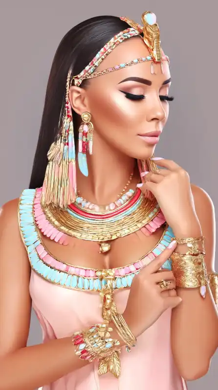 fashion shoot of a egyption female pharao in golden jewelry