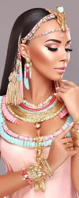 fashion shoot of a egyption female pharao in golden jewelry