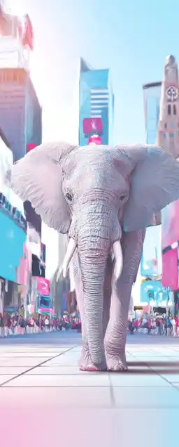 an elephant walking on times square in new york
