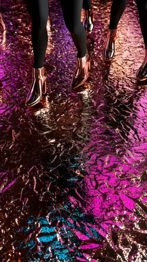 a disko funk dancefloor with people dancing