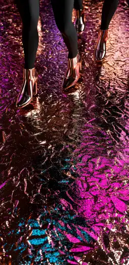 a disko funk dancefloor with people dancing