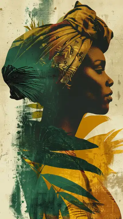 profile shot of an african woman, tropical vibe