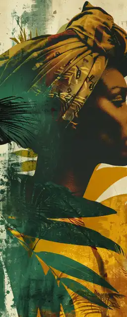 profile shot of an african woman, tropical vibe