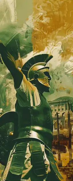 a warrior lifting his hand to the sky as a winning gesture