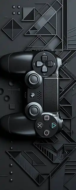 A black PlayStation controller with the iconic triangle, circle, cross, and square buttons, displayed on a plain background, representing gaming technology and design.