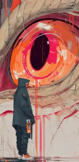 a hacker in front of a dragon eye