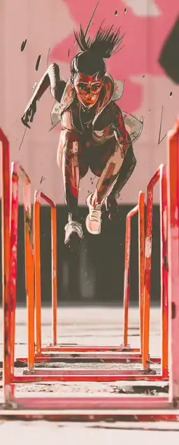 a athlete jumping over hurdles