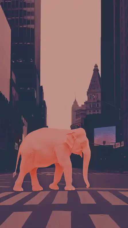 an elephant walking on times square in new york