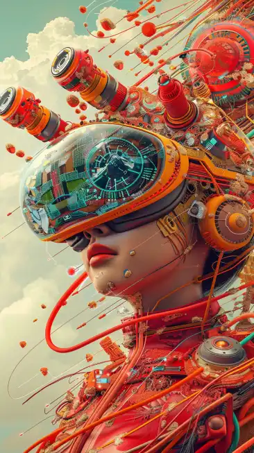 A Profile Image of an Cyberpunk Girl with Heads Up Display googles
