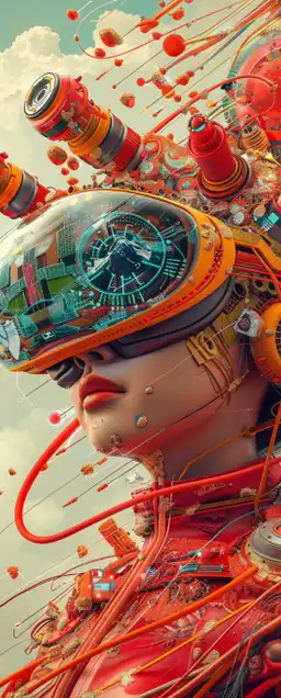 A Profile Image of an Cyberpunk Girl with Heads Up Display googles