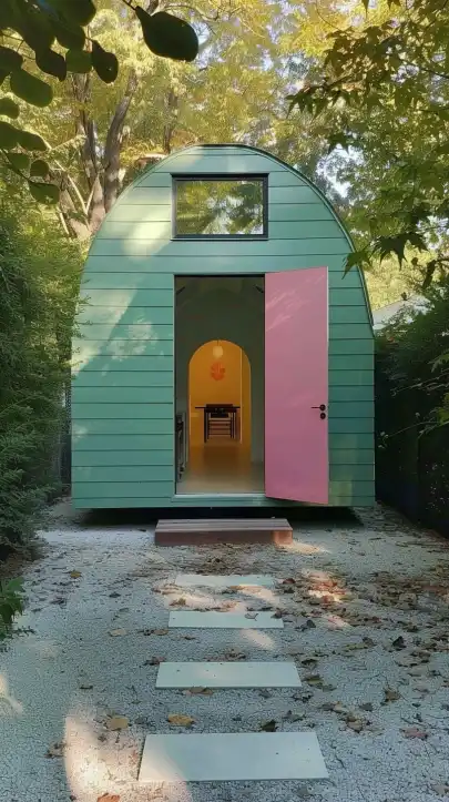 photo of modern futuristic minimalist zen dome tiny house