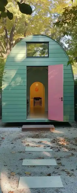 photo of modern futuristic minimalist zen dome tiny house