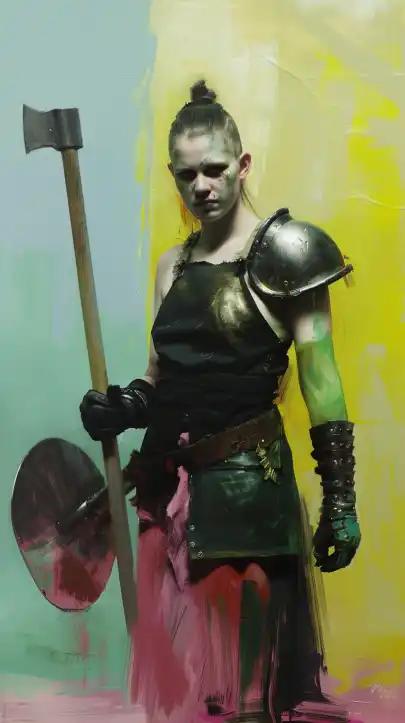 female warrior half – orc storm barbarian
