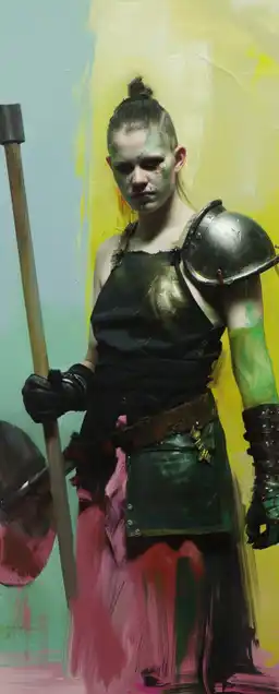 female warrior half – orc storm barbarian
