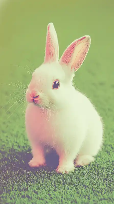a white rabbit on the lawn