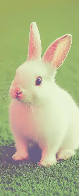 a white rabbit on the lawn