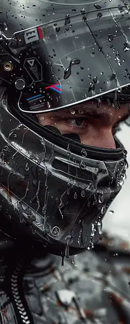 a futuristic formular 1 driver close up shot