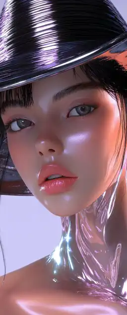 close up fashion shoot of a female super model wearing a hat