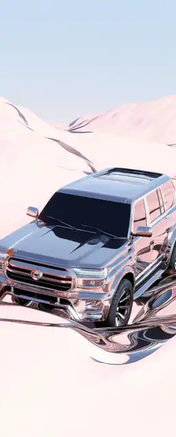 a SUV car driving trough the desert